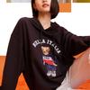 Fila American Style Sweatshirt Autumn Cartoon Bear Pocket Letter Print Casual Sweatshirt Men Sweatshirt Black F51M239299F-BK