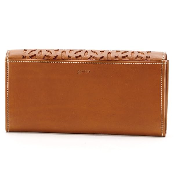 Flap Long Wallet Cutwork Brown [Genten]