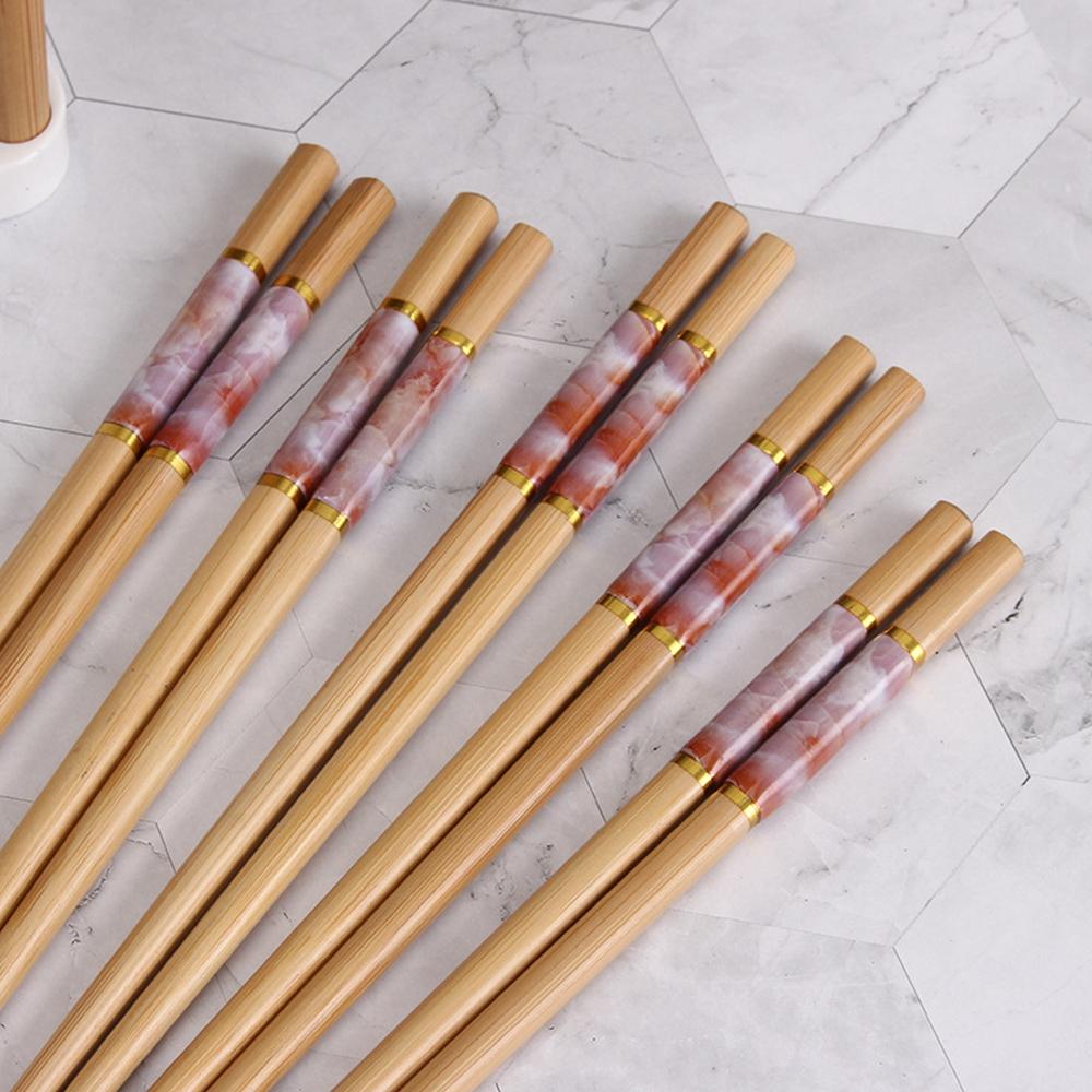 5Pairs Bamboo Sushi Anti-skid Rice Tableware Dinnerware Set Chopsticks Kitchen Supplies