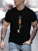 Summer Men's T-shirt 100% Cotton Loose Size Astronaut Planet Print Casual and Comfortable Crew Neck Short Sleeve T-shirt Top