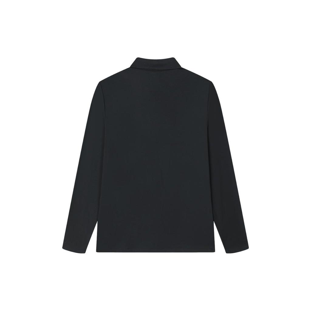 FILA Solid Color Knitted Casual Long Sleeve Polo Shirt Men tops Black F11M412210F-BK