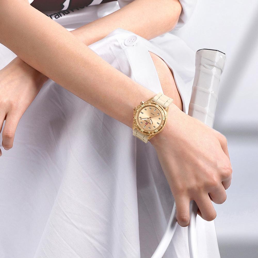 NAVIFORCE Women's Quartz Watch Silicone Strap Waterproof Luminous Pointer Lightweight Fashion Casual Women's Watch NF7115