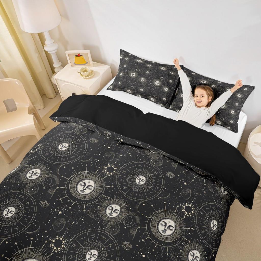 Erosebridal Sugar Skull Comforter Cover Set Skeleton Bones Duvet Cover,Gothic Moth Decor Bedding Sets Twin Magic Unicorn Rabbit Skulls Beddi