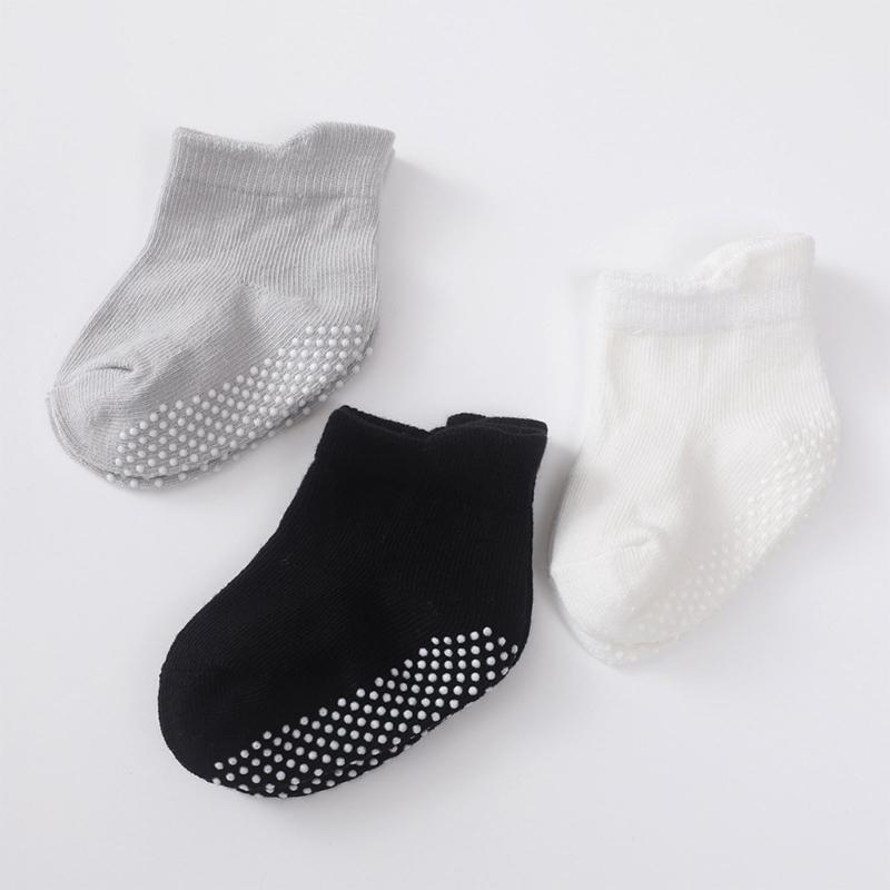 Floor Socks Solid Color Socks Non Slip Knitted Baby Socks Breathable Socks for Stable Step & Reduced Falling Risks