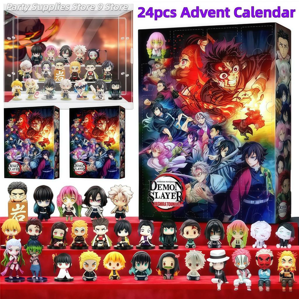 24pcs Demon Slayers Anime Advent Calendar 2025 Christmas Countdown 24Day Surprise Box 2D Acrylic Figure Toy Gift for Children