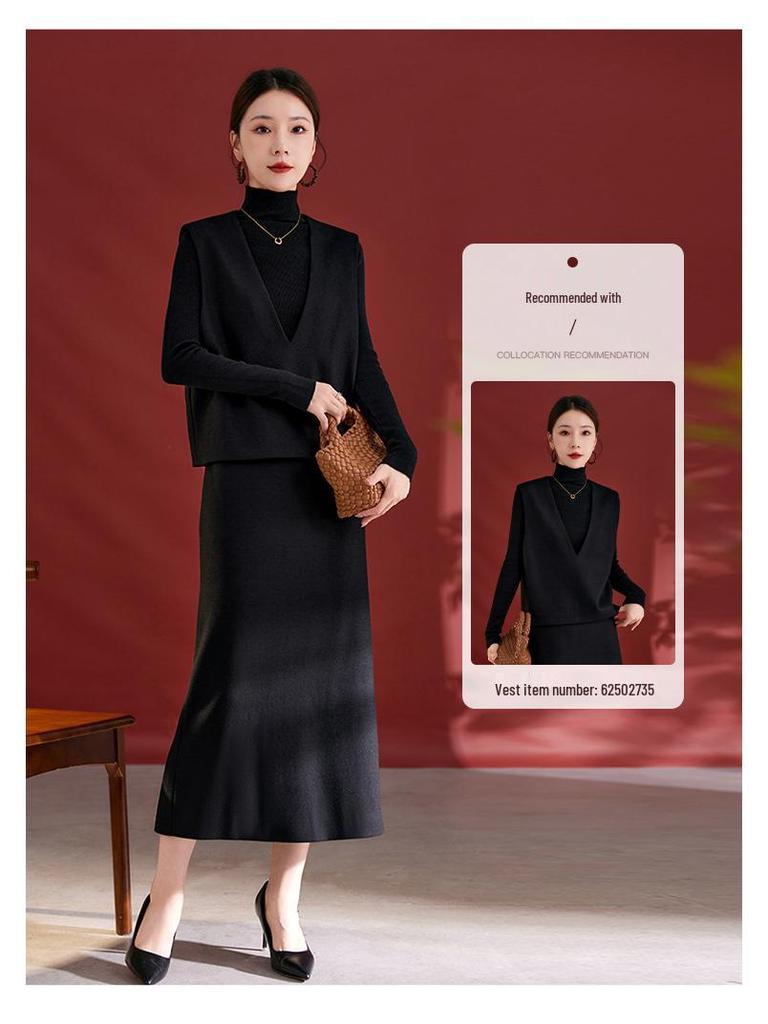 Women's Irregular Slimming High-Waist Draped Midi Skirt - Autumn/Winter Collection