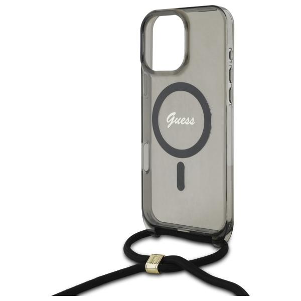 Guess Guhmp16Xhctsgnsk Iphone 16 Pro Max 6.9 Czarny/Black Hardcase Crossbody Cord Script Magsafe