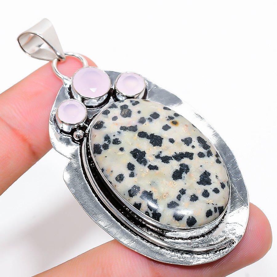 

Dalmation Jasper, Chalcedony Gemstone Handmade Jewelry Pendant 2.68 SR-4088