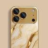 Golden Marble Waves Gold Metallic Paint Tempered Glass Phone Case For iPhone 17 Pro Max 11 12 13 14 15 16 Plus 17 Air 16E Cover