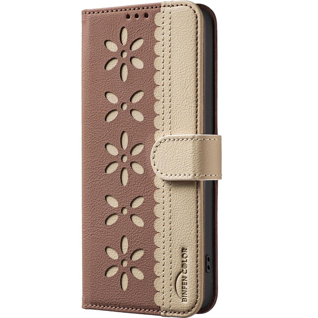 Colorblock Small Flower Leather Case with RFID for OPPO RENO 14F 5G & More (36 Models)
