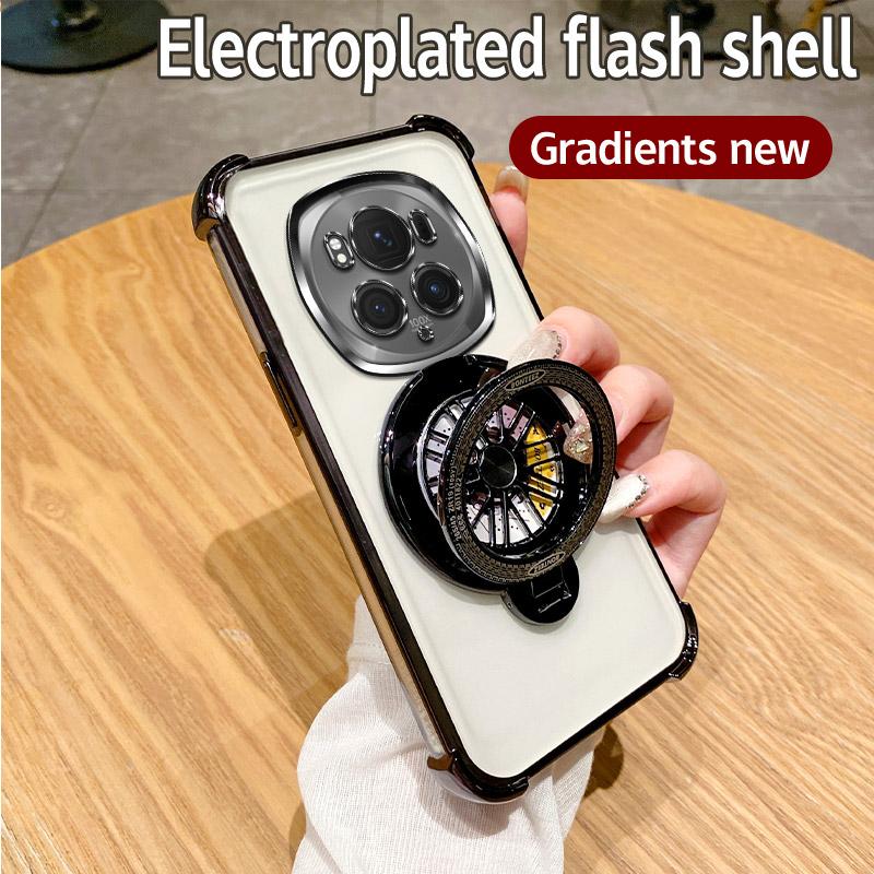 Glitter Shockproof Gradient Plating Gyro Phone Holder Case For Huawei Honor Magic 6 5 Pro Silicone Cover