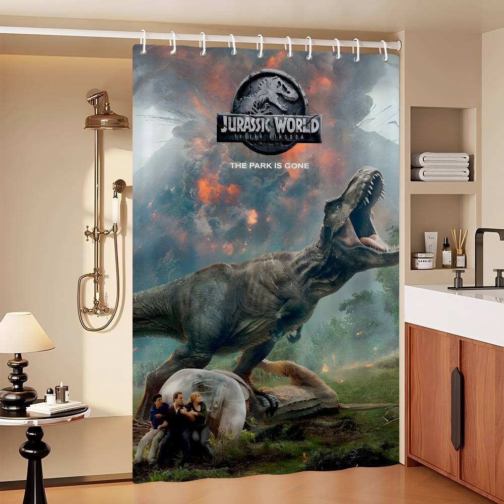 Movie Jurassic Park Dinosaur World Modern Simple Shower Curtain Bathroom Decorative Polyster Shower Curtain with Hook
