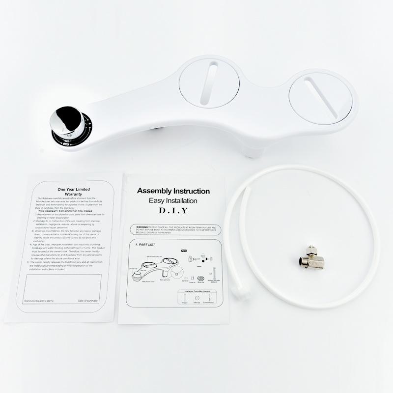 Non-electric Bidet Seat with Dual Spray for Feminine and Buttocks Hygiene