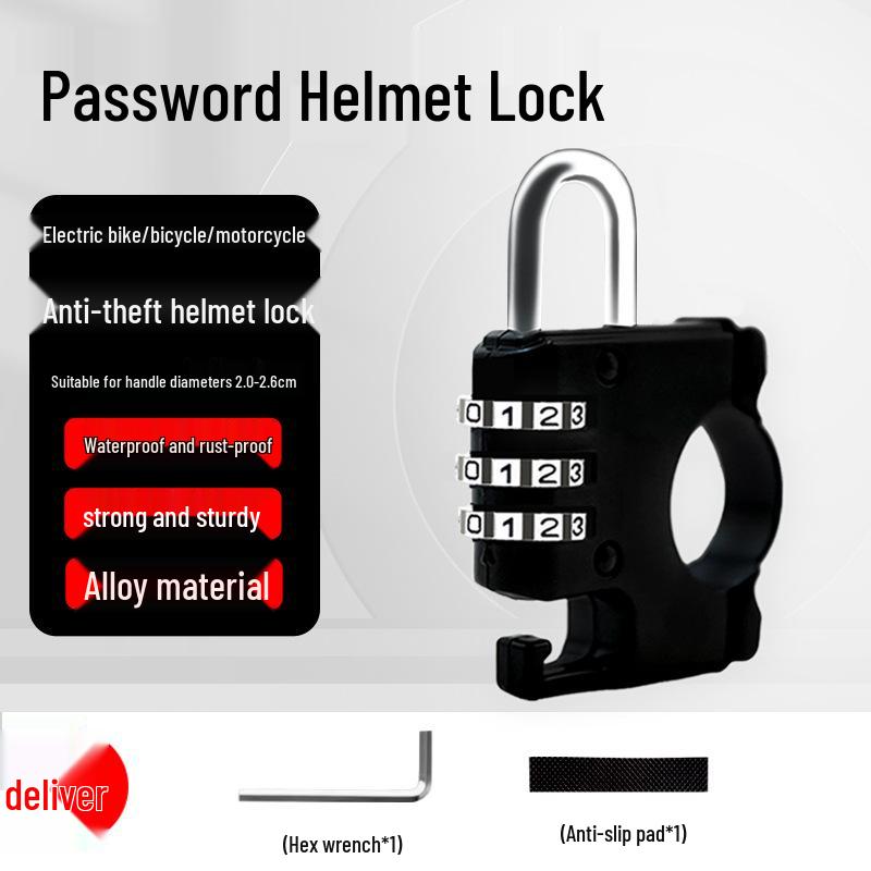 4-stellige Fahrrad-Zahlenschloss: Diebstahlschutz Stahlseil Helm/Fahrradschloss