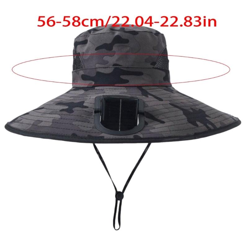 Solar Powered Cooling Hat With Solar Fan Adjustable Fan Breathable Neck Flap For Outdoor Fishing Camping Hiking