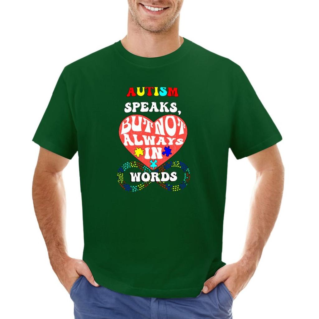 Autism talar, men inte alltid med ord T-shirt för autismmedvetenhet sommarkläder Unisexkläder