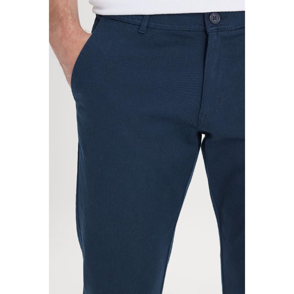 Calças Chino Slim Fit Masculinas de Lona Preta Slim Fit com Bolso Lateral