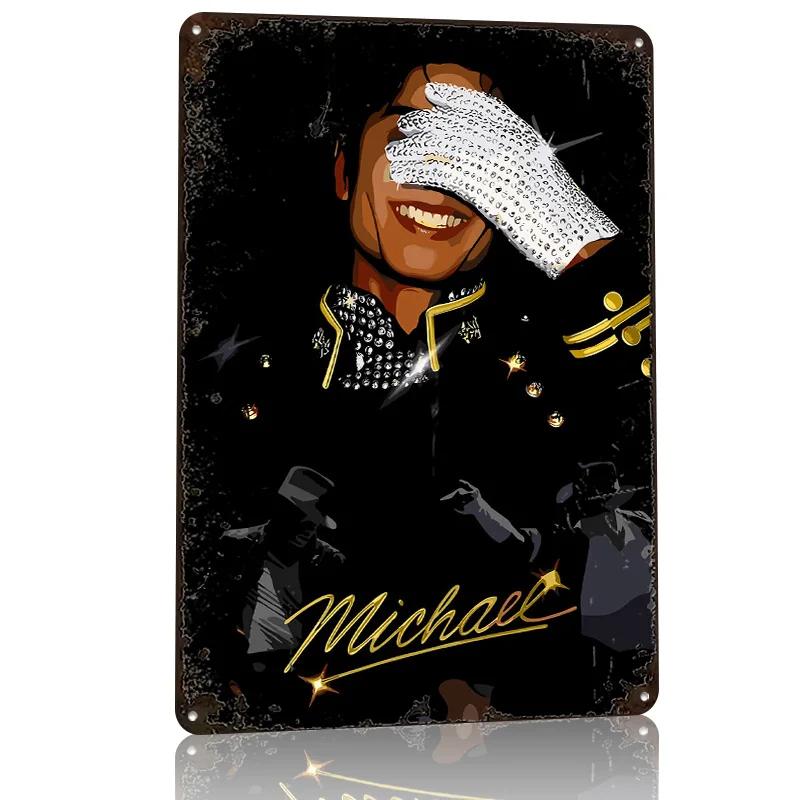 Michael Jackson Porträt mit Tänzern D Textur Metallposter Benutzerdefinierte Wandkunst Blechschild Geschenk für Mancave Dekoration Wohnraum