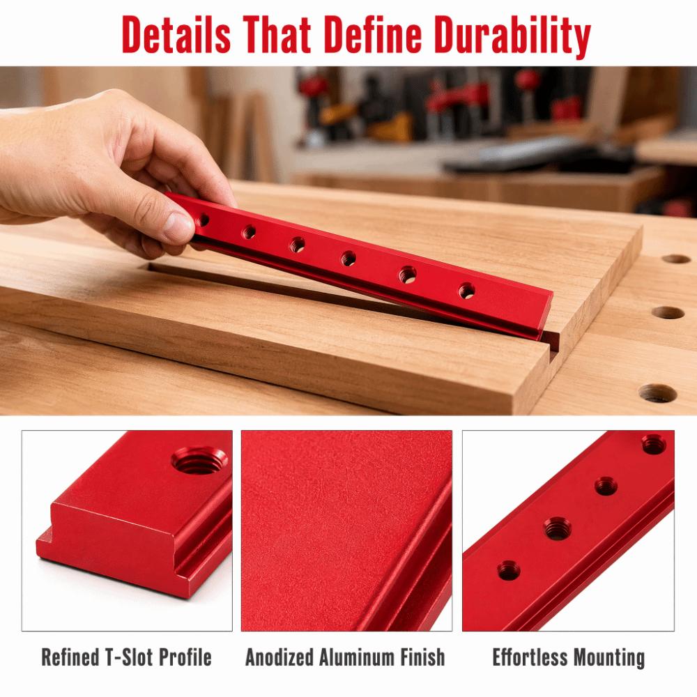 200mm Length T Track Jig Red Color Woodworking T Bar Miter Track Accessory Woodworking Projects
