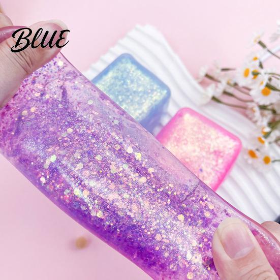 Calming Hand Toy Decompression Glitter Cube Squeeze Anxiety Relief Stress Focus Improvement Sensory Slow Rising Office Workers Relaxation Ball