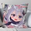 Paimon Game Anime Genshin IImpact Pillow Case Fashion Square Pillowcase Bedroom Sofa Room Ins Decoration Leisure