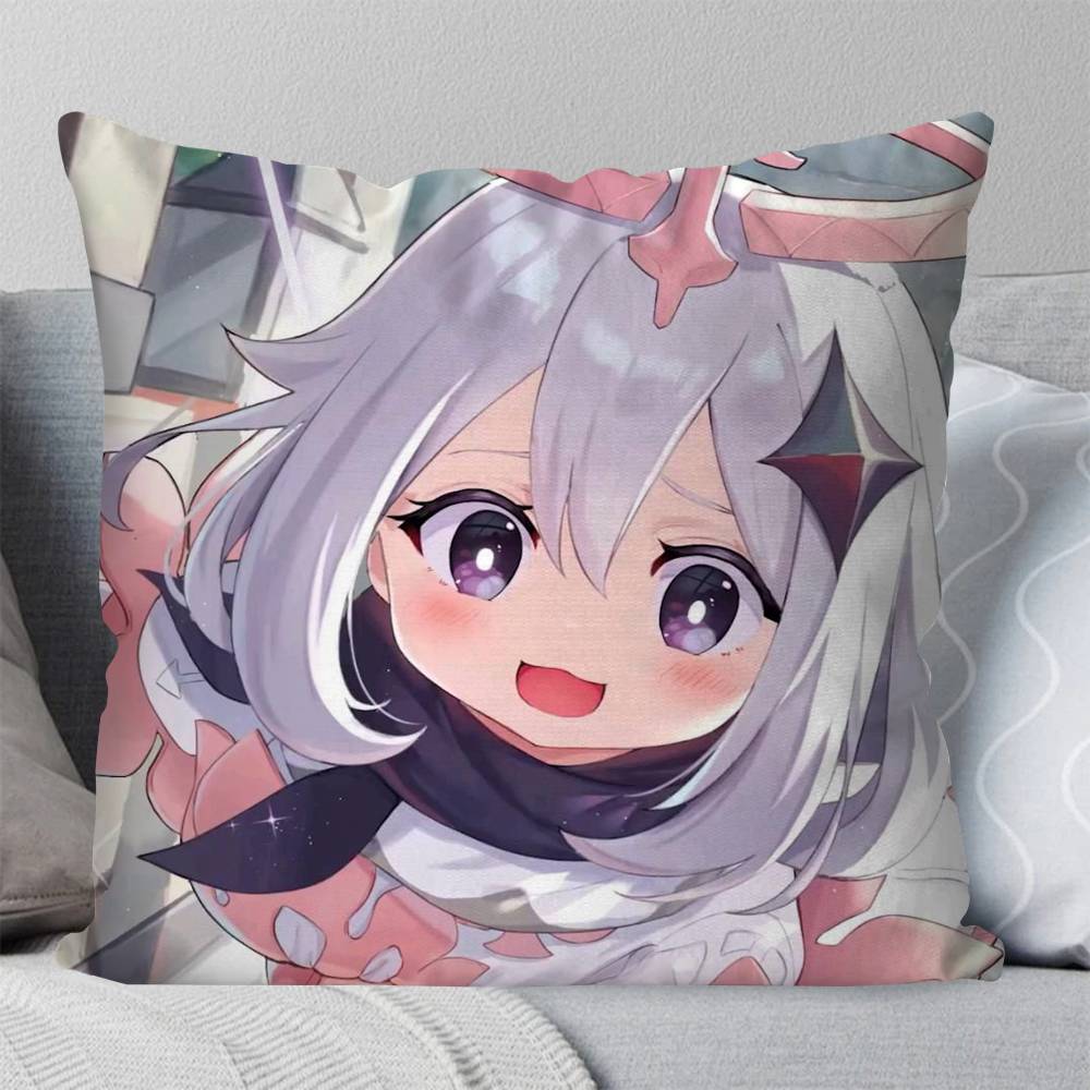 Paimon Game Anime Genshin IImpact Pillow Case Fashion Square Pillowcase Bedroom Sofa Room Ins Decoration Leisure
