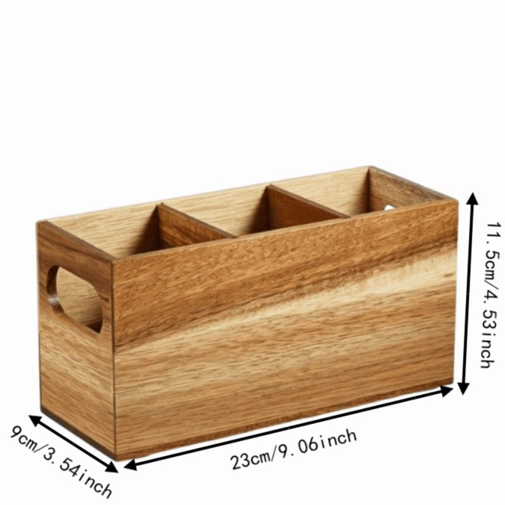 Wooden Cutlery Holder 3 Compartment Storage Rack Kitchen Tools Utensil Organizer Home
