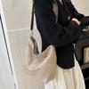 Vintage Solid Color Women Fashion Shoulder Sling Bag High-Capacity Simple Wide Strap Bucket Crossbody Bag
