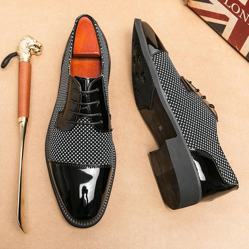 Klassische Oxfords für Herren Anzugschuhe für Herren Hochzeitsfeier Formell PU-Lederschuhe Business Casual Schnürschuhe Büroschuhe