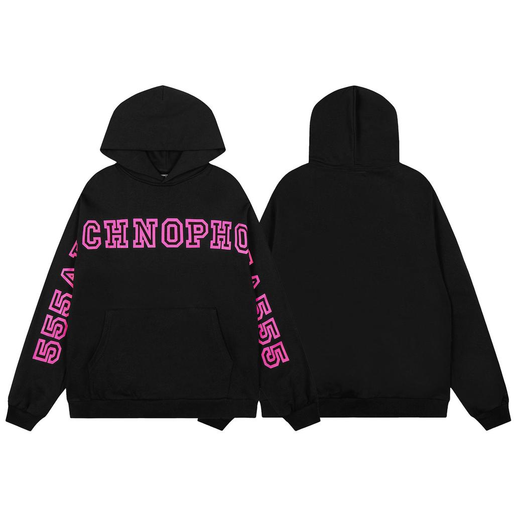 Spider Web Foam Letter Print Terry Cloth Hoodie for Men & Couples