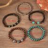 Lucky Life Tree Charm Hand  Gifts Boho Wood Beads Bracelets Women Men Layered Stackable Ethnic Style Beaded Wristbands