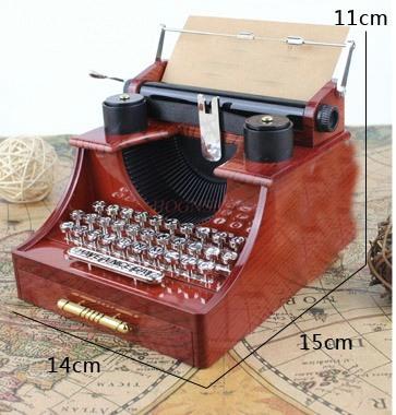 Vintage Imitation Wooden Music Box Eight-Tone Box Birthday Gift Girls Give Mother Children'S Typewriter Creative Gift