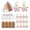12 Stück Schmetterlings-Schlüsselanhänger mit Dankeskarten und Taschen Dekorative Harz-Anhänger Schmetterlings-Geschenke für Frauen Junggesellinnenabschied Babyparty Geburtstagsfeier