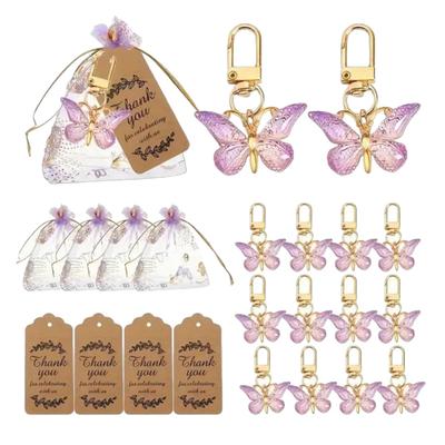 12 Stück Schmetterling mit Schlüsselanhänger-Karten und Dankeschön-Tüten Dekorative Harzfigur