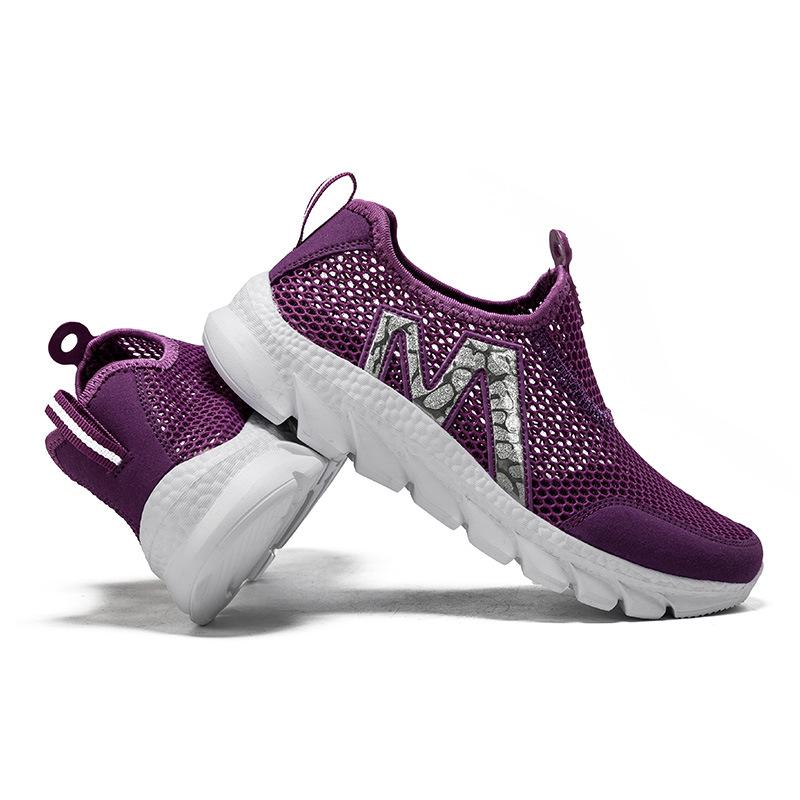 Women's sports shoes summer single net shoes hollow breathable light wading shoes middle-aged and elderly walking shoes couple shoes