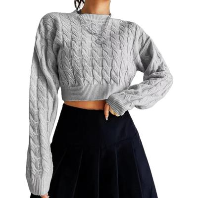 Fashion New Short Knitwear Women Autumn and Winter Round Neck Twists Long Sleeve Pullover Sweaters Women Elegant Casual Ladies Knitwear Jumper 25094