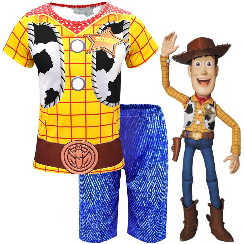 Adorable Toy Story 4 Kids Boys Woody Cosplay Short Sleeve T-shirt And Shorts Set
