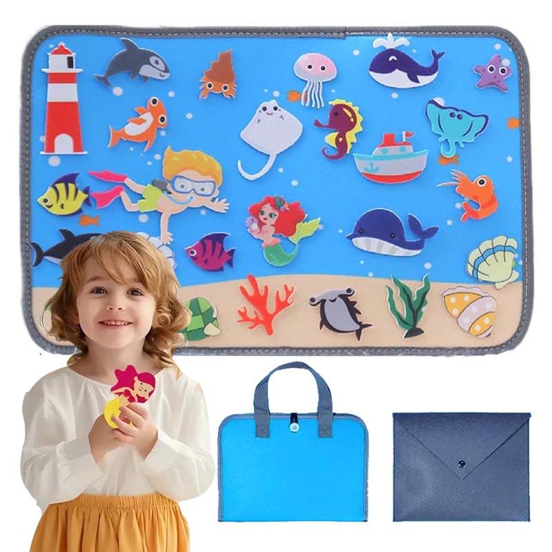 Montessori Educations Toys Handheld Travel Felt Story Board Set Kids Learning Storytelling Activities Interactive Play Kit Gifts