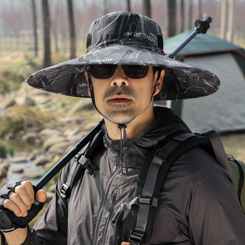 Men's Summer Outdoor Casual Sunhat Oversized Brim UV Protection Hat Outing Sports Fishing Hat