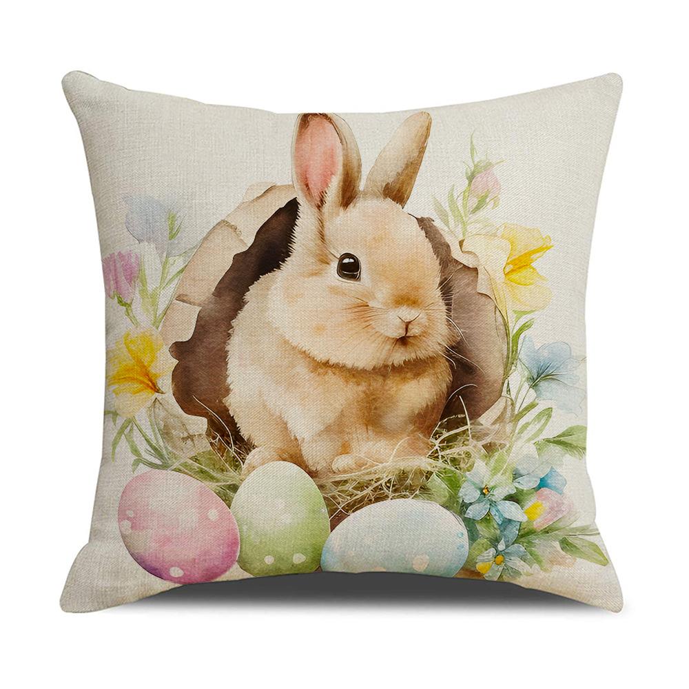 New Easter Pillowcase Country Cartoon Rabbit Easter Egg Pillowcase Sofa Cushion Pillowcase