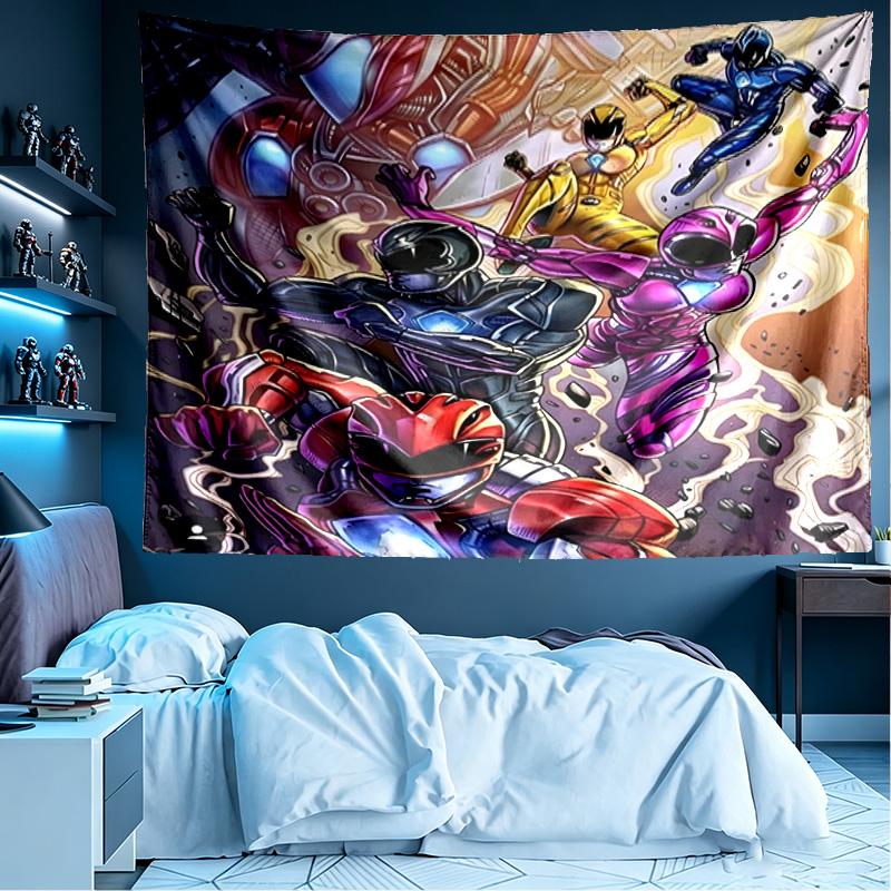 Mighty Morphin Power Rangers Print Tapestry, Lightweight Wall Hanging, for Bedroom, Dorm, Living Room, Home Art Decor - Birthday Christmas Gift for Fr