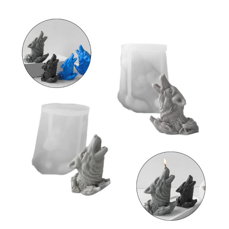 Wolf Head Silicone Candle Mold DIYs Animal 3D Plaster Resin Ornament Molds Home Decoration Crafts Gift for Enthusiasts