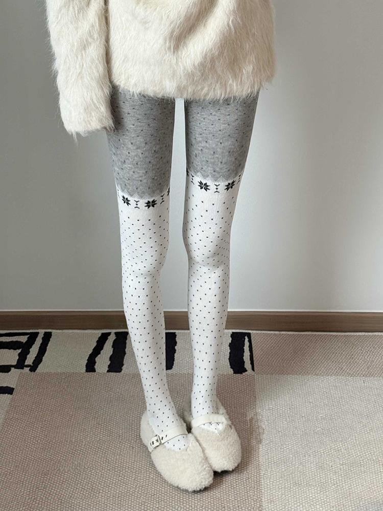 Snowflake Christmas Tights Women Pantyhose 2025 Autumn Winter Polka Dot Patwhwork Leggings for Women Party Pantyhose
