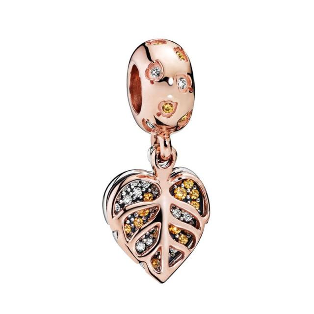 Подвеска из розового золота с цветком в виде листа и короны в виде сердца — фото 43