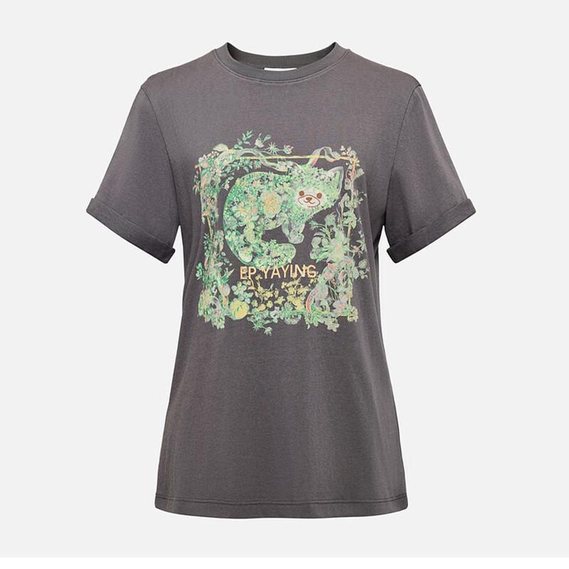 EP YAYING 2025 Linen-Feel Slub Yarn Short Sleeve T-Shirt M