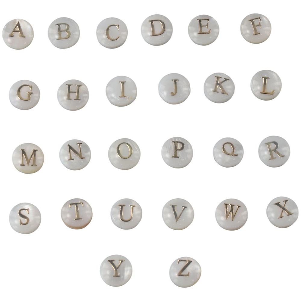 52 Pcs Round Alphabet Loose Beads White A-Z Letter Beads Charm for Bracelets