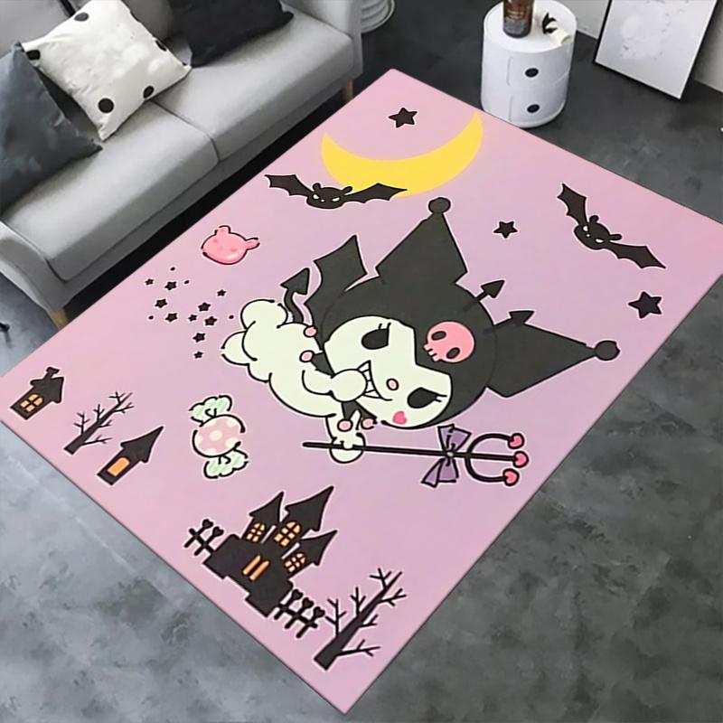 Office Rug Halloween, Kuromi Anti-Slip Rug, Machine Washable for Living Room, Bedroom, Office, Multiple Sizes, Bedroom Mat, Decorative Mat, Durable Ma