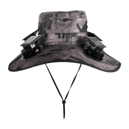 Chapéu Balde com Ventilador Solar Unissex Ajustável Aba Larga Chapéu de Sol com Painel Solar Integrado Ventilador de Resfriamento Proteção UV Chapéu de Pescador