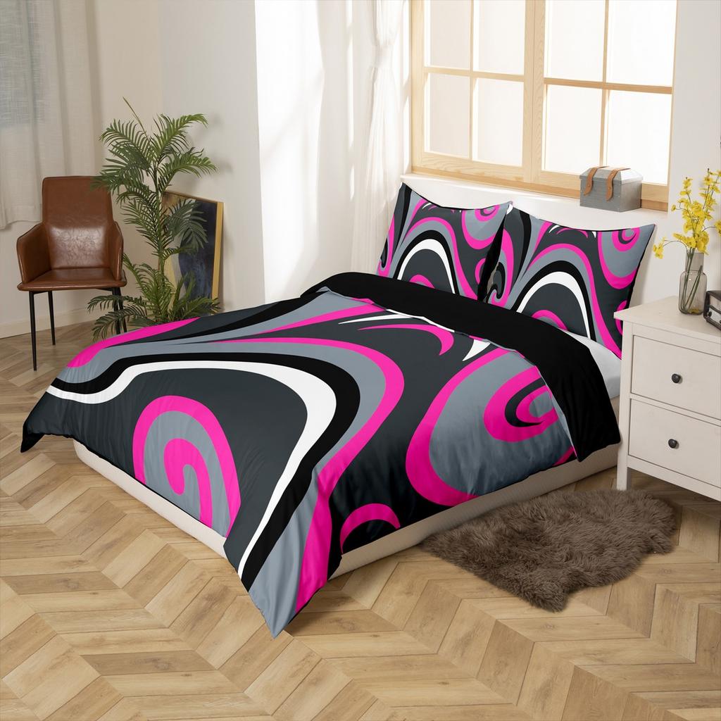 Comforter Homewish Contemporary Geometric Modern Abstract Art Set Aesthetic Swirl Bedding Set