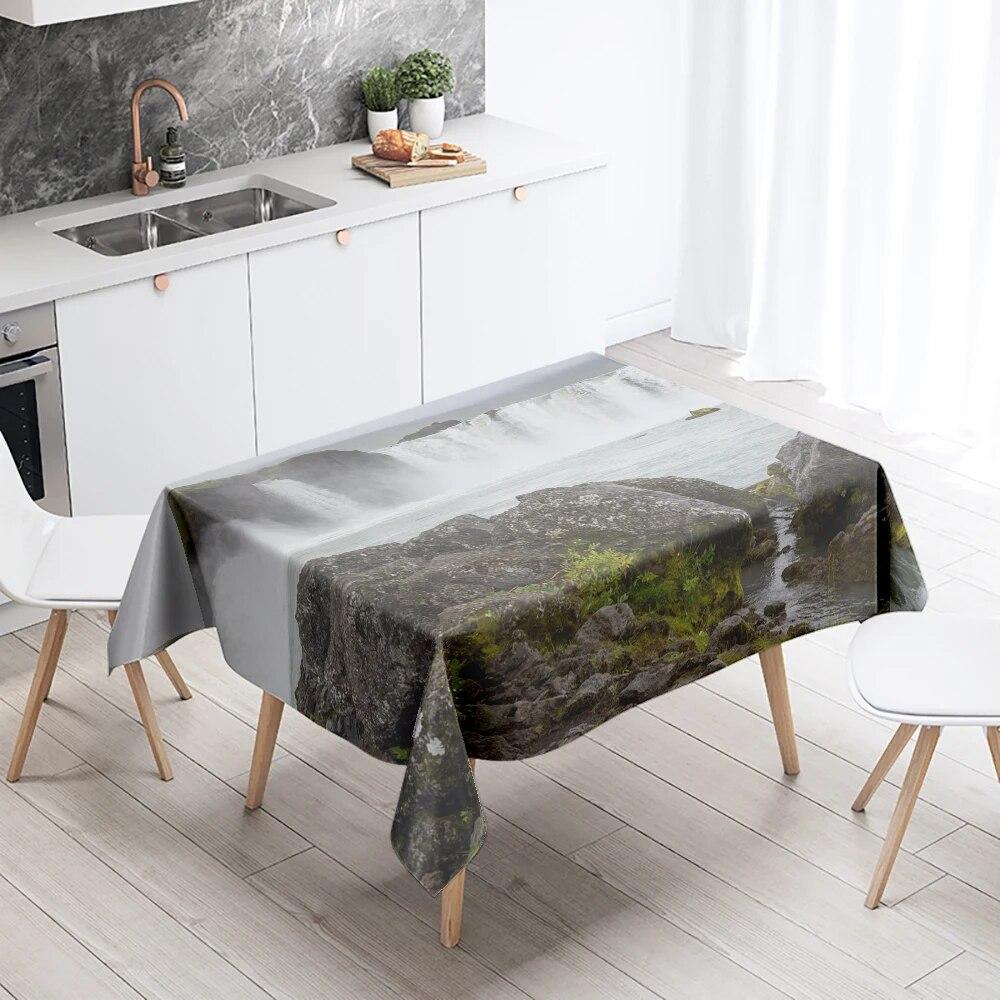 Față de masă cascadă peisaj natural anti-petare impermeabilă dreptunghiul de bucătărie masă de sufragerie decor acasă